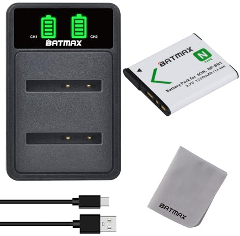 Batmax NP-BN1 Batterie rechargeable et chargeur USB double pour Sony Cyber-Shot DSC-W800 DSC-WX220