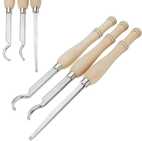 BomDog Scalpello per Tornio, Utensili per Tornitura Del Legno con Punta in Carburo Cavo, Scalpello per Tornio con Taglierina per Inserti in Carburo Rotondo, Raschietto per Sgorbia per Hobbisti Del L