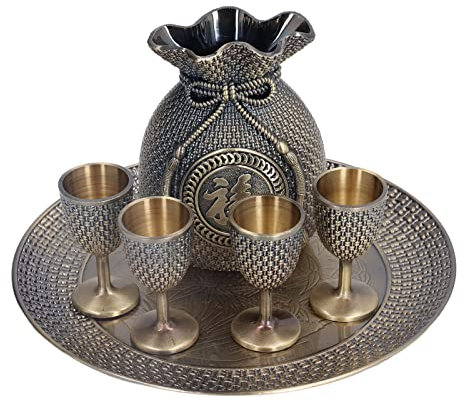 Qyebavge Türkisches Teeservice Im Vintage-Stil – Türkisches Kaffeeservice aus Zinklegierung Mit Prägung, Exquisitem Muster, Farbecht Und Langlebig