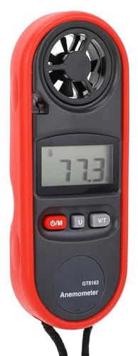 Anémomètre Portatif, Compteur Numérique de Vitesse du Vent avec écran LCD Numérique, Jauge de Température et d'humidité avec Longue Lanière pour la Collecte de Données