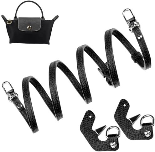 Schultergurt Strap für Longchamp Le Pliage Original Mini Bag, Schulterriemen Gurt Taschengurte Schultertaschen Crossbody Riemen für Long Champ Lange Henkel Taschen (Breite:9mm,Farbe:Schwarz)