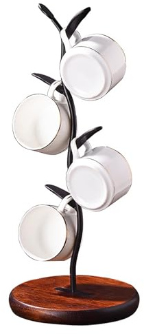 Zjyufy Porte-tasses en forme d'arbre à café, support de séchage pour tasses à thé, tasses à café rétro, support de rangement pour la maison, la cuisine, le bar, le café