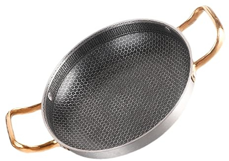 OFFSCH Stainless Steel Honeycomb Frying Pan Lightweight Skillet with Double Handles Suitable for Gas, Electric, and Induction Stovetops for Cooking Crayfish and Seafood Dishes