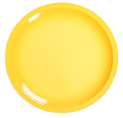 Nzzkoides Reactive Glaze Porcelain Plate, Lightweight Round Plate, Side Plate for Bread, Desserts, Side Dishes, Modern Shape Dinnerware Dishes, Stackable(Size:21 * 21 * 2.5CM,Color:Yellow)