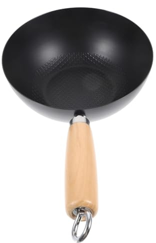 VINTORKY Iron Wok Small Wok Wrought Iron Black No-Stick Frying Pan | Japanese Pan, round Bottom Wok, Easy to Clean Smooth Surface for Hotels and Restaurants