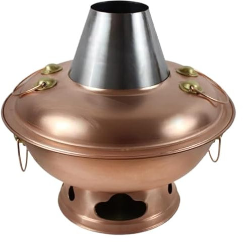 Olla Caliente, Olla Caliente China de carbon, Olla caliente de cobre y carbón, olla de cobre china hecha a mano comercial antigua, estufa de cobre, olla caliente de cobre(34cm)