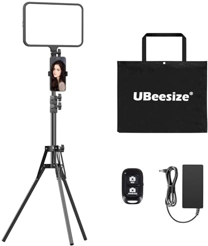 UBeesize LED Video Light Kit, Photography Lighting, 13 Studio Lights with 65 Tripod Stand and Phone Holders, Podcast Lighting for Video Recording, Make up, Live Streaming, Tiktok, YouTube
