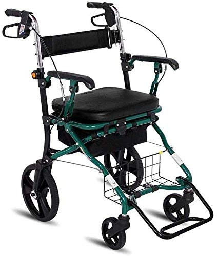Cadre de marche, déambulateur à roulettes, aide à la marche pliable, siège réglable en hauteur avec siège et panier latéral inférieur, déambulateur pour personnes âgées, chariot en alliage d'alum