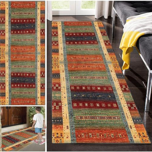 Fzamudng Alfombras de Pasillo Larga, Alfombra Corredor Antideslizante, Alfombras de área Lavable Vintage Alfombra Comedor Pasillo, 60 x 300 cm Alfombra Cocina Absorbente Lavable, Alfombra Entrada