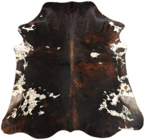 Kuhfelle Online & Nomad KUHFELL Teppich DREIFARBIG Tricolor 190 x 220 cm XL ECHTFELL Teppich WEIß BRAUN