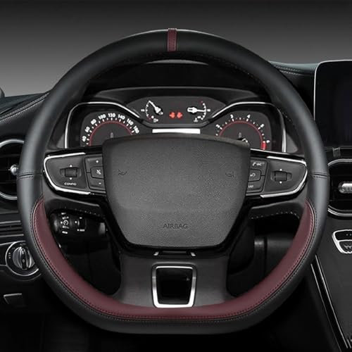 ISTOVO Lenkradbezug Auto für Mercedes Benz Maybach S-Class (Z223) 2021-2025, Lenkradabdeckung Leder Lenkradhülle Lenkrad Abdeckung Atmungsaktive Lenkradschutz Lenkradschoner,J/Wine Red