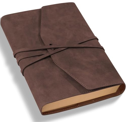CAGIE Notizbuch Leder A5 Tagebuch für Erwachsene Blanko Journal Buch | Nachfüllbar Kraftpapier, Junk Journal, Softcover, Vintage Diary für das Schreiben, Travel, Skizzieren Scrapbooking, Braun
