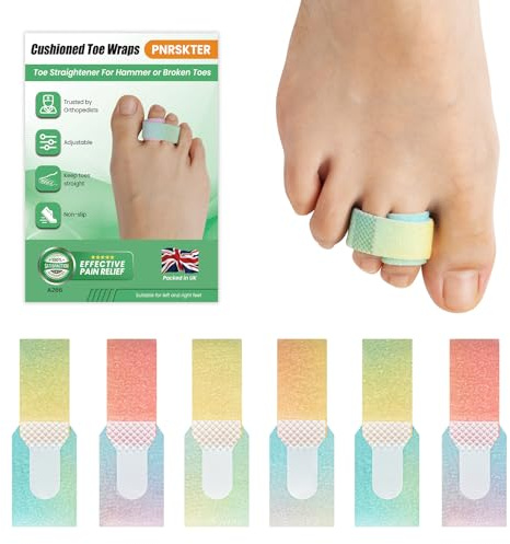 Pnrskter Hammer Toe Straightener for Women & Men - 6 Pcs Broken Toe Splints Wraps, Hammer Toe Corrector for Curled, Crooked, Broken Toes Support (Multicolour)