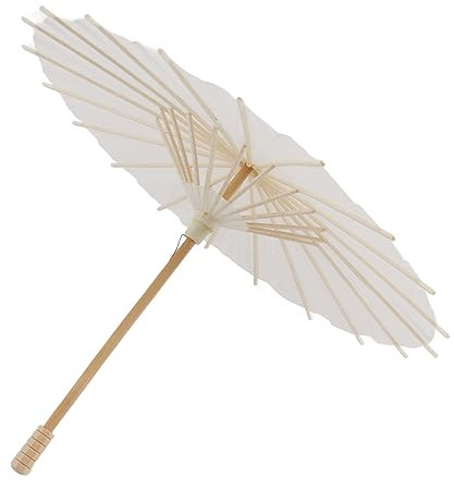 Tomantery Parasol Papier, Parasols de Papier Bricolage en Bambou et Blanc pour Accessoire de Cosplay (28 cm)