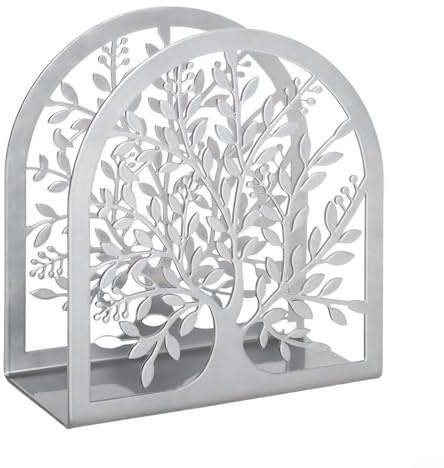 Serviettenhalter aus Metall mit hohlem Design für Küche, Café und Esstisch, praktischer Serviettenspender für verschiedene Einstellungen und den Außenbereich (Silber)