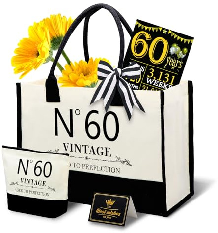 Spetsbst Jutetasche mit Kosmetiktasche & Grußkarte Geburtstag Geschenk Jute Tote Bag Geburtstagsgeschenke für Frauen