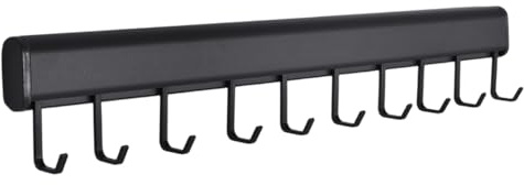 Alyxen Barre de Cuisine Adhésive 50cm avec 10 Crochets | Porte-Ustensiles sans Perçage pour Mur | Range-Ustensiles de Cuisine en Aluminium | Organisation Murale pour Cuisine & Salle de Bain