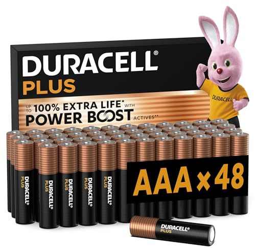 Duracell Plus AAA Batterien (48er-Pack) Alkali 1,5 V Hochleistungsbatterien Batterie Bis Zu 150% Längere Lebensdauer Mit Power Boost Active Zuverlässigkeit für Alltagsgeräte Lagerung Bis Zu 10 Jahre