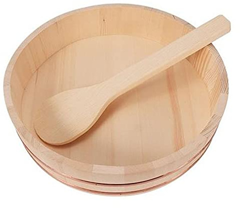 Sushi Rice Bowl Wooden Hangiri Oke Mixing Tub - 50cm (19.6in) - Essential for Japanese Cooking and Sushi Preparation