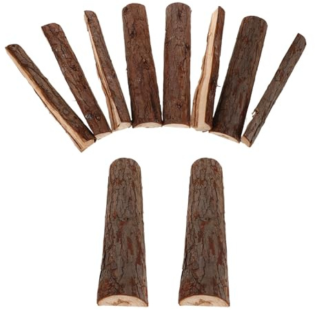 TOYANDONA Leños Decorativos para Chimenea de Interior 22 Cm de Madera de Pino con Cubierta Natural, Troncos Secos Naturales para Decoración Rústica, Uso en Hogar y Eventos, Paquete de 10 Unidades