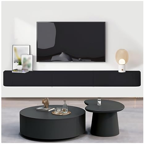 Mobile TV sospeso moderno da parete, 180 cm, elegante centro intrattenimento e console multimediale con cassetti per soggiorno e camera da letto, ripiani bianchi per design salvaspazio