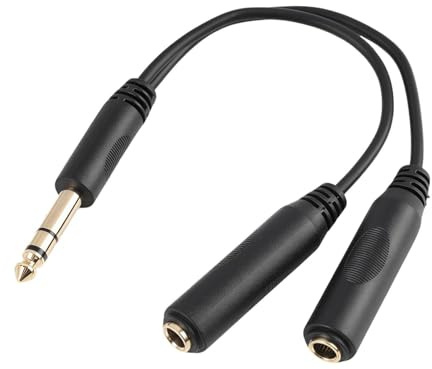 JinRuiCPeng 6,3mm Splitterkabel, Stereo Y-Splitterkabel TRS, 6,3 mm Klinke Stecker auf 2x Buchse Verteiler, Audio Split Kabel für Kopfhörer, Verstärker, Mischpult, Studio und HiFi Anwendungen