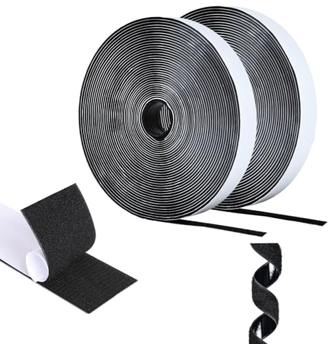 AiQInu 8m x 30mm Feltro Adesivo Forte Biadesivo, Sistema Di Fissaggio Hook & Loop, Riutilizzabili Nastro Strappo Adesivo Forte Per Tessuto DIY