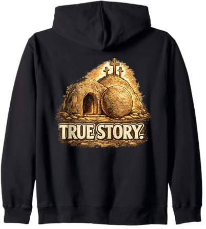 Verdadera Historia de Pascua Cristiano Jesucristo Tumba Vacía Cruz Sudadera con Capucha