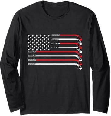 Palo de Hockey sobre Hielo patriótico con Bandera de Estados Unidos Manga Larga