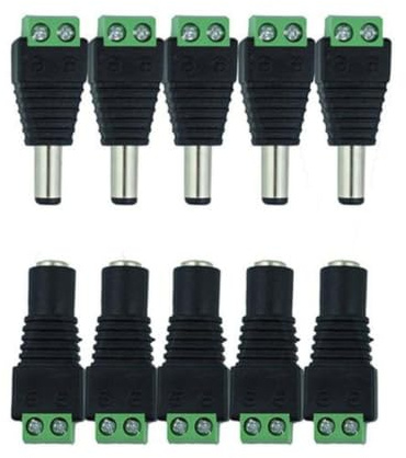 Connettore Pezzi 12v Femmina di Alimentazione Maschio Dc e 10 | Installazione Semplice, Morsettiera a Vite, Collegamento Affidabile, per Strisce LED Rgb e Registratore Elettronico