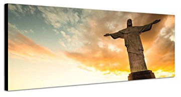 Sinus Art Wandbild 150x50cm Rio De Janeiro Statue Sonnenuntergang