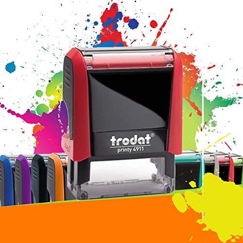 Trodat Printy 4911 - Professioneller Selbstfärbestempel mit 3 Zeilen zur Personalisierung – Textplatte 38 x 14 mm Inklusive (Rot)