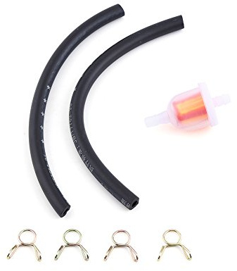 Keenso Motorrad Benzin Kraftstofffilter, Universal 6mm Benzinschlauch Inline Benzin Benzinfilter Ölfilter Set mit 8mm Kraftstoffschlauch Schlauchklemme für Mini Moto Dirt Bike ATV Quad
