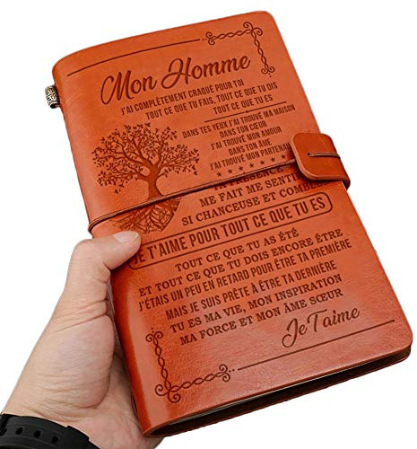 Mon Homme Cuir Journal Cadeau Profitez de La Balade Voyage Diary Carnet de Notes de Voyage de 120 Pages, Cadeaux D'anniversaire Mariage pour Homme Mari (MON HOMME)