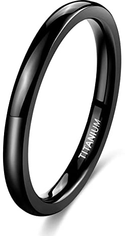 TIGRADE Black Titanium Ring 2mm 4mm 6mm 8mm Dome High Polished Wedding Band Size 3-14.5,2mm,Size 12.5