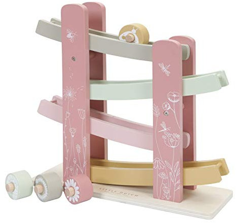 Little Dutch 7007 Holz Kugelbahn Auto-Rennbahn - Wild Flowers rosa