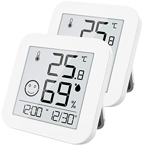 infactory Wohnraum Thermometer: 2er-Set digitale E-Ink Thermo- und Hygrometer mit extralanger Laufzeit (Innenthermometer mit Hygrometer, Klima-Monitor, Messgerät)