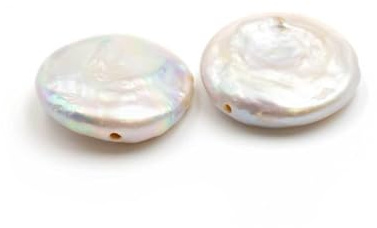 Vintageparts flache Barock Süßwasserzuchtperlen in der Qualität 4A 18mm 2 Stück zum Schmuck selber basteln