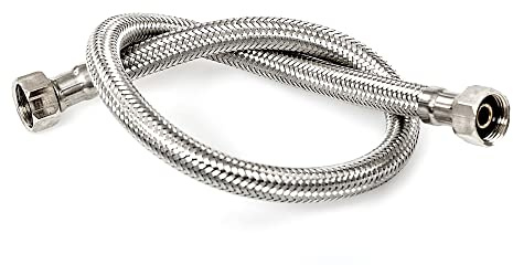 DOJA Industrial | Latiguillo de Grifo Flexible | Hembra/Hembra | PACK 2 | H 3/8 - H 3/8 | 20 cm de Longitud | Manguera para Grifo o Ducha de Acero Inoxidable | Flexo para lavabo, grifos, cocina
