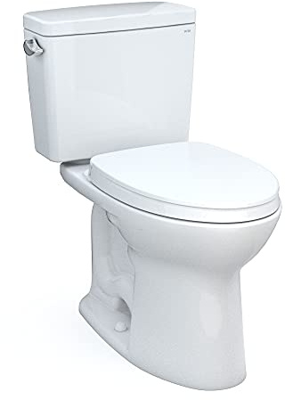 TOTO® Drake® Two-Piece Elongated 1.28 GPF Universal Height TORNADO FLUSH ® Toilet with 10 Inch Rough-In, CEFIONTECT®, and SoftClose® Seat, WASHLET®+ Ready, Cotton White - MS776124CEFG.10#01
