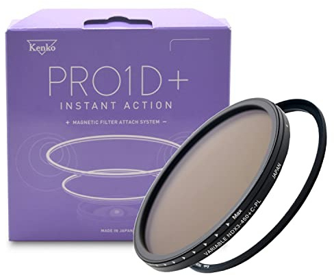 Kenko Filtro de Densidad Neutra Variable PRO1D+ Instant Action Variable NDX3-450+C-PL Set 62mm, 2 en 1 Disponible, Anillo Adaptador magnético específico Incluido, Fabricado en Japón