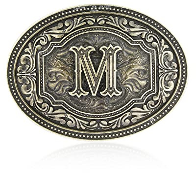 Btilasif Western Belt Buckle Initial Letters ABCDEFG to Z Cowboy Rodeo Belt Buckle for Men Women Cowboy Cowgirl