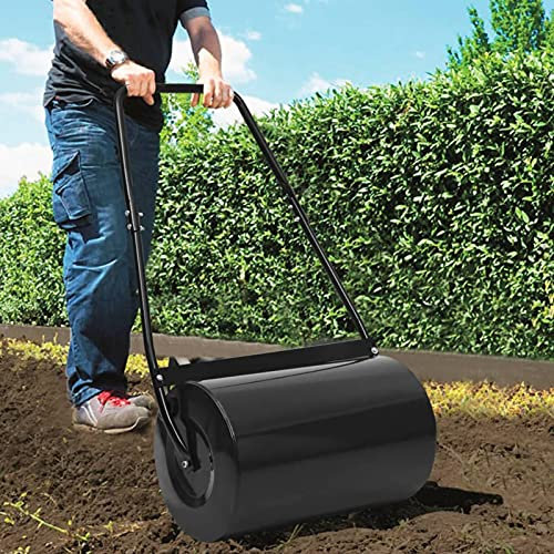 Tidyard Rodillo para Césped Apisonadora de Césped para Jardín Rellenable con Arena o Agua Negro 63 cm 50 L