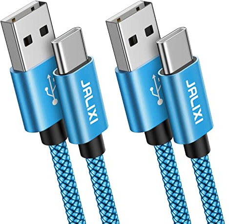 JALIXI Cavo USB Type-C 1 Metro Ricarica Rapida, Cavo Caricatore USB A USB C Nylon per iPhone 15 Pro Max, Samsung Galaxy S24 S23 S22 S21 FE, A55 A54 A52 A35 A34 A25 A23 A15 A14 A13, Blu