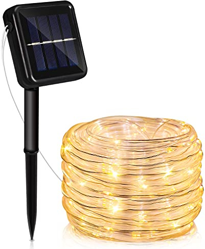 Sonnewelt Solar Lichterkette Aussen 20M 200LED, Lichtschlauch Außen Innen 8 Modi Lichtschlauch für Weihnachten, Party. Wasserdicht Außenlichterkette- Warmweiß
