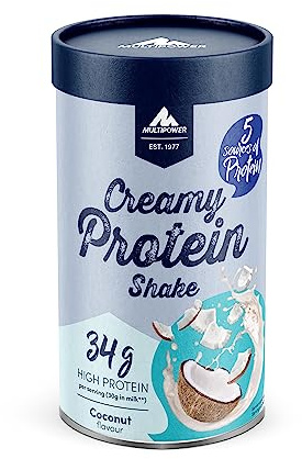Multipower Creamy Protein Shake 420 g, hochwertiges Kokos Protein Pulver mit Whey und Casein, für leckere Shakes zum Muskelaufbau