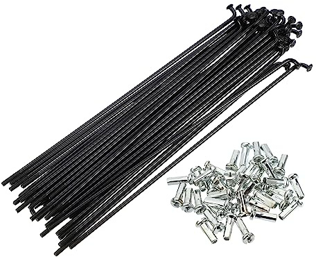 QUARKZMAN 40 Pezzi Raggi per Bicicletta a J da 14G con Nippli, Nero