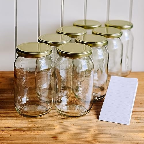 900 ml Einweckgläser mit Etiketten Twistoff Deckel Gold Einmachglas Einmachgläser Vorratsgläser Schraubdeckel (8 Stk.)