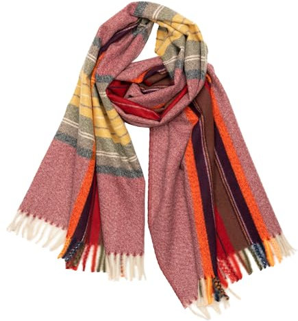 Caspar SC513 Damen XXL Fransen Tartan Plaid Winter Schal, Farbe:weinrot, Mode Größe:One Size