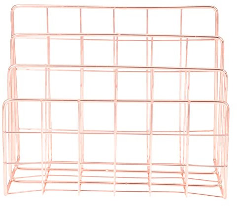 UKCOCO Metall Postsortierer Desktop Organizer 3 Fächer Zeitschriftenhalter Für Büro Und Zuhause Roségold Modern Platzsparend